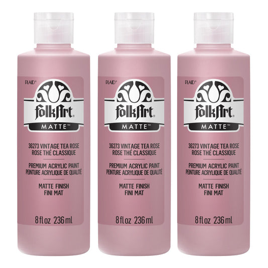 Acrylic Paint Matte, 8oz., Vintage Tea Rose, Pack of 3