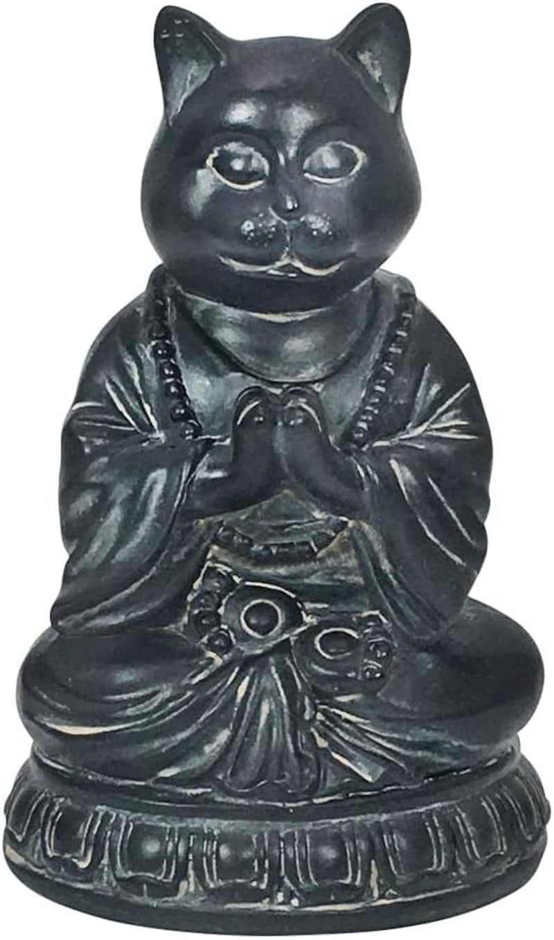 Cat Statue Kitten Cute Pet Yoga Zen Pose Dhyana Mudra Buddha Sculptures Collectible Vintage Figurines 6 Inch