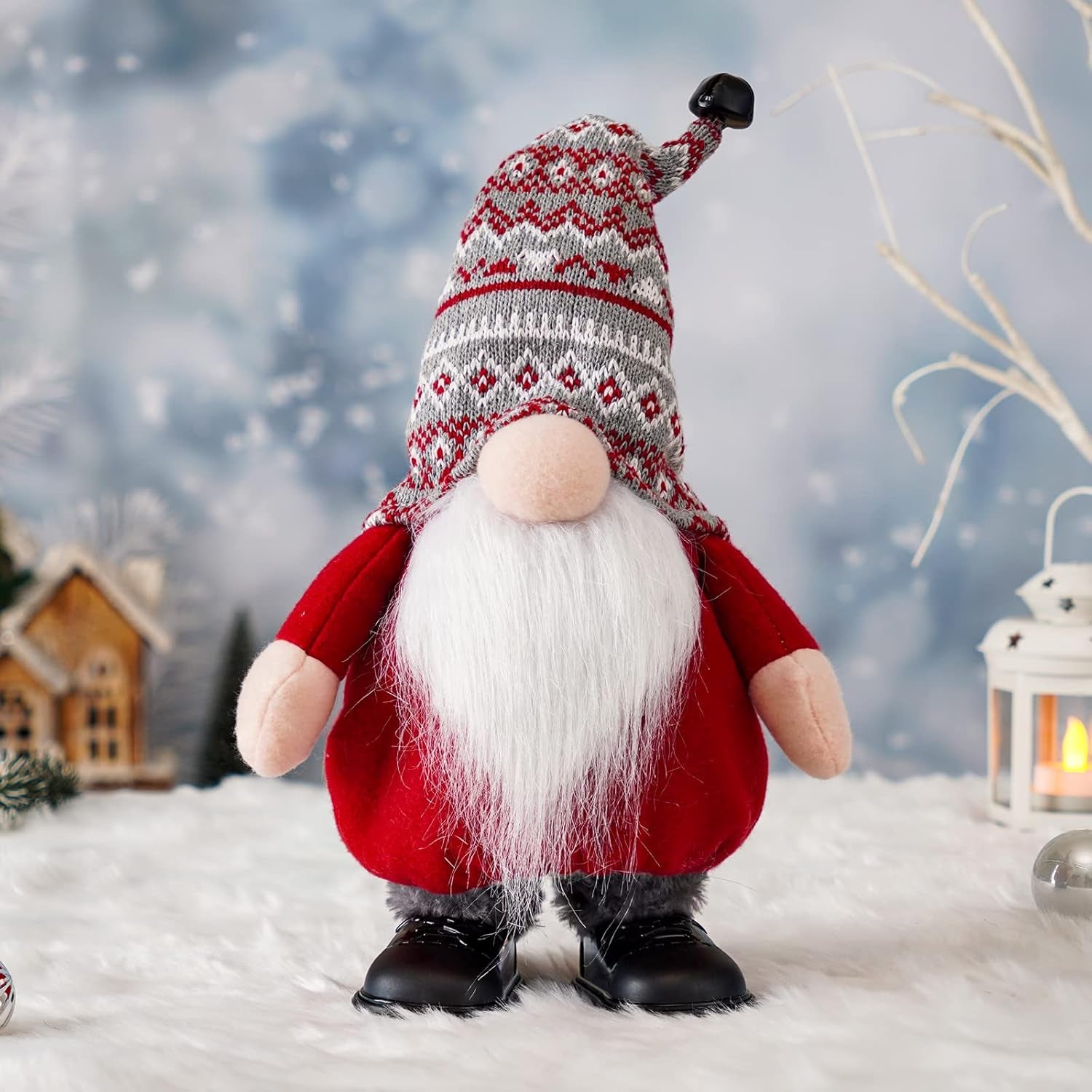 Christmas Gnome with Music, Singing Dancing Electric Gnomes Decorations for Home, Winter Table Ornament or Xmas Musical Holiday Gnome Gifts