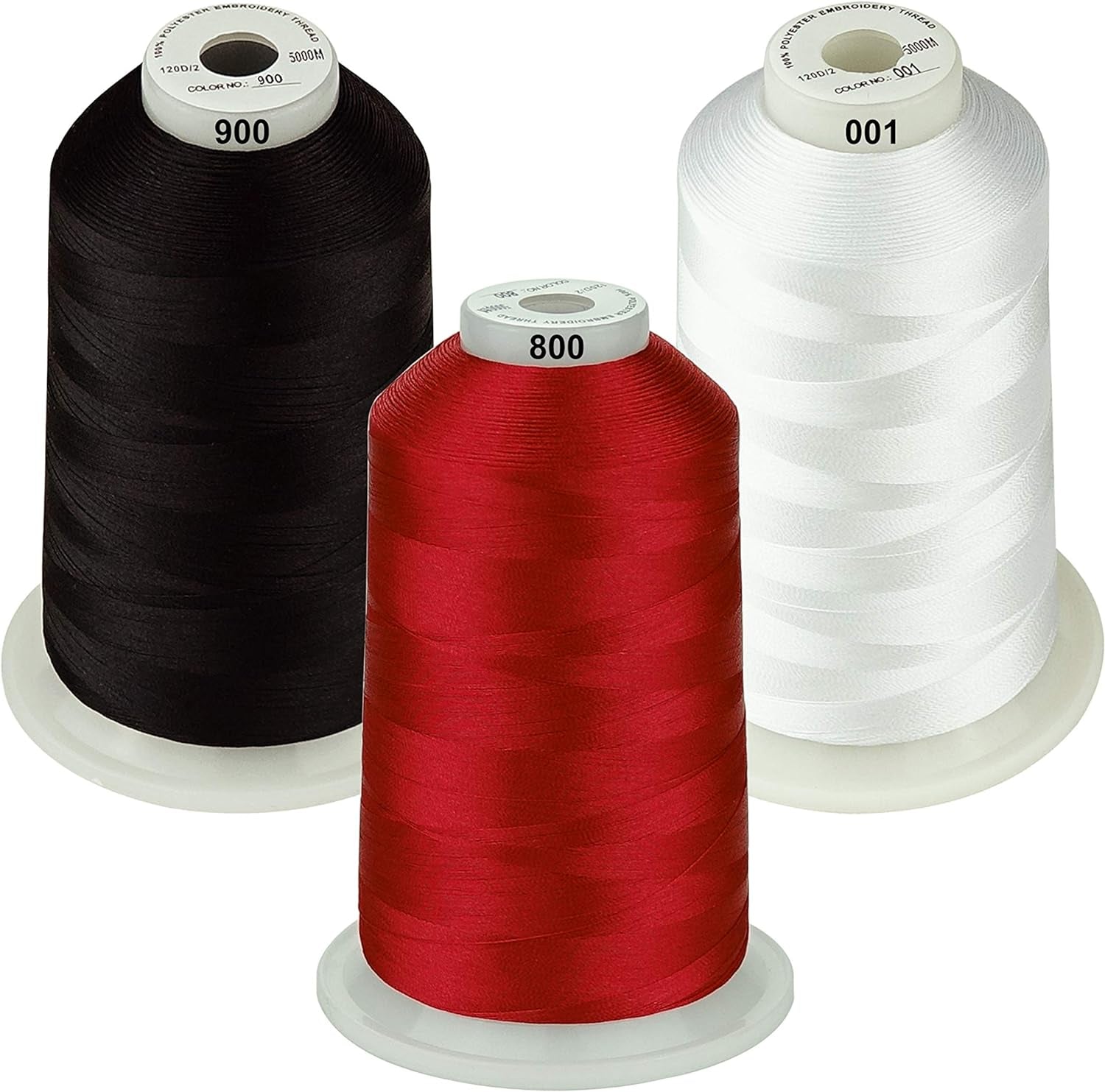 - 33 Selections - Various Assorted Color Packs of Polyester Embroidery Machine Thread Huge Spool 5500Y for All Purpose Sewing Embroidery Machines - #900 Black
