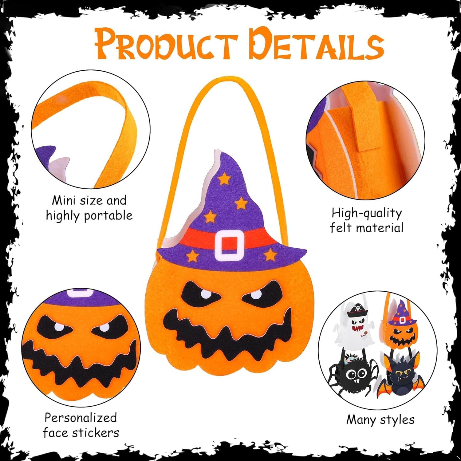 Mini Halloween Treat Bags Halloween Bucket Halloween Trick or Treat Bag Great Fun Halloween Home Activities Decorating for Halloween DIY Crafts