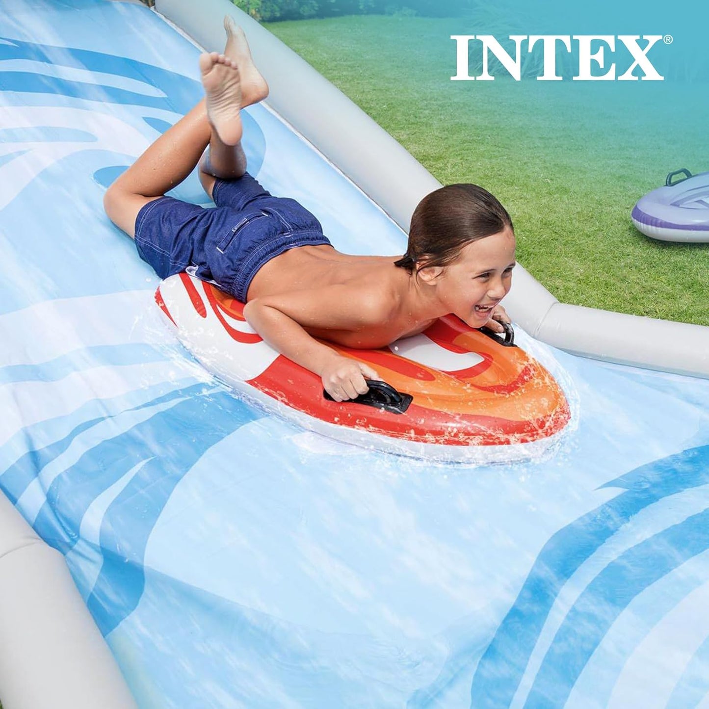 Surf 'N Slide Inflatable 15 Foot Long Kids Outdoor Backyard Splashing Water Slide with 2 Surf Rider Floats and Built-In Water Sprayers