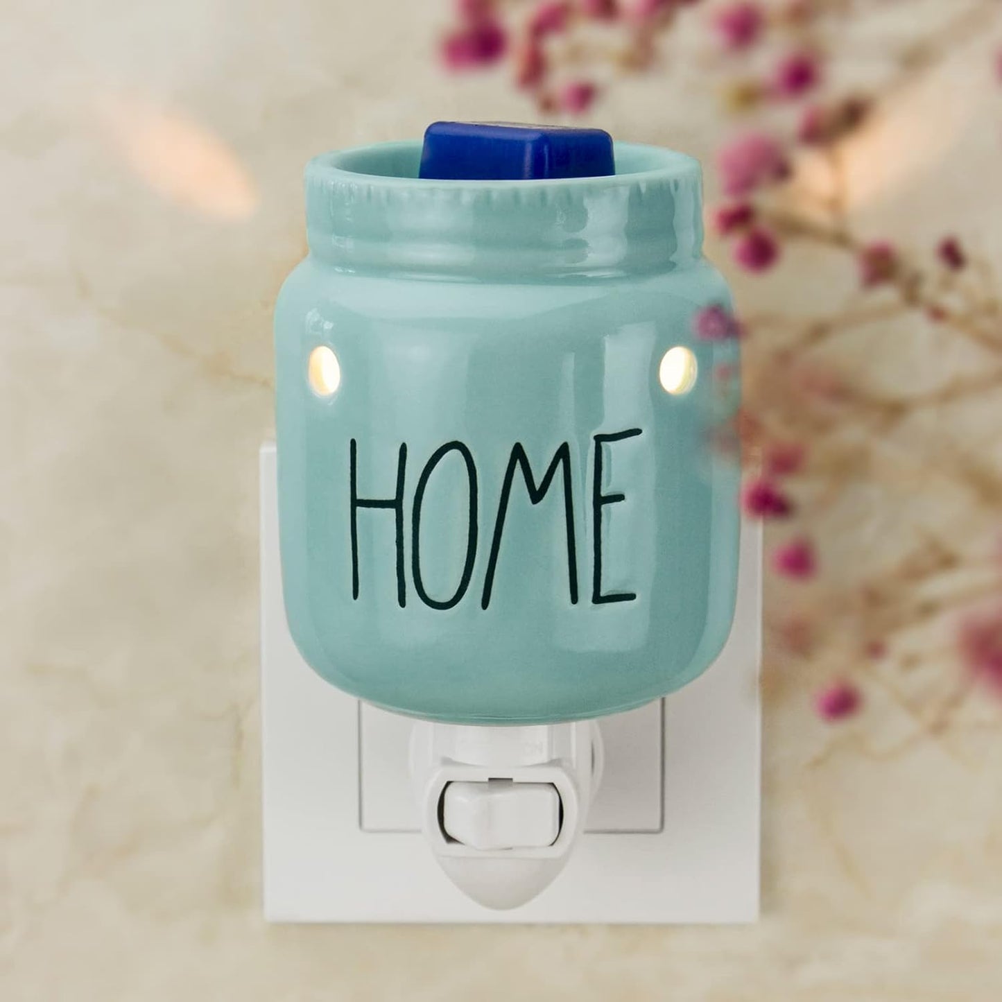 Mason Jar Wax Melt Warmer for Rae Dunn Inspired Decor Candle Warmer Wax Warmer Plug in with One More Bulb Home Decor Wall Decor Blue (Home)