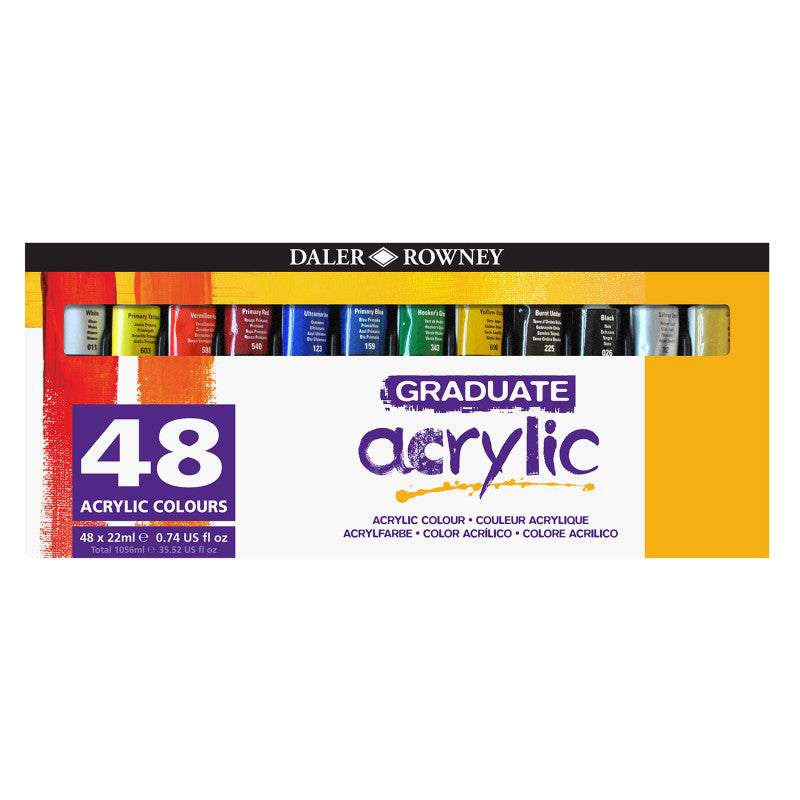 Graduate Acrylic Paint Set, Assorted Colors, 22ml, 48 Pieces