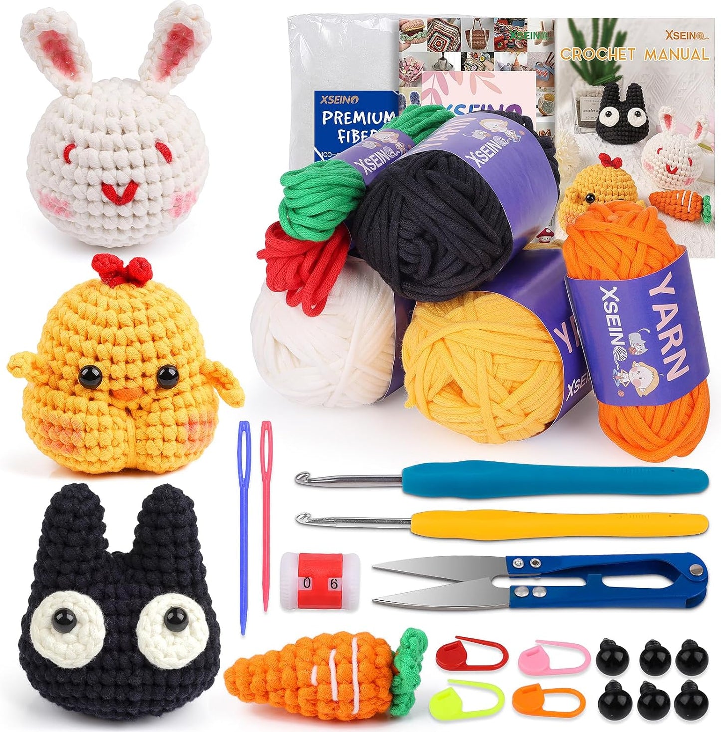 Crochet Kit for Beginners - Crochet Start Kit with Step-By-Step Video Tutorials - Learn to Crochet Kits for Adults and Kids - Panda, Frog, Hedgehog