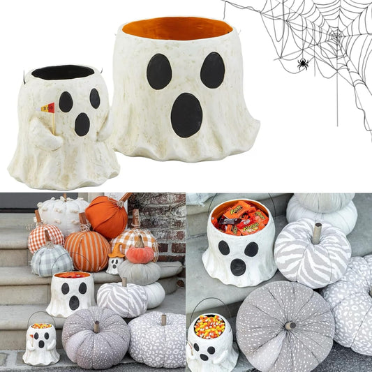 Halloween Candy Bowl, Halloween Cute Ghost Bucket,2024 Halloween Decorations,Halloween Vase,Ghost Bucket Vase (2Pcs)