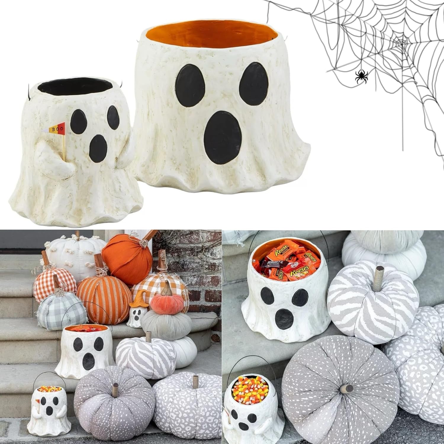 Halloween Candy Bowl, Halloween Cute Ghost Bucket,2024 Halloween Decorations,Halloween Vase,Ghost Bucket Vase (3Pcs)