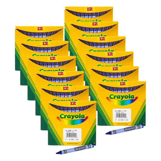 Bulk Crayons, Blue, Regular Size, 12 Per Box, 12 Boxes