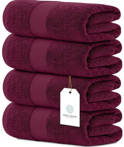 Luxury Bath Towels Set of 4 Large   700 GSM Cotton Ultra Soft Bath Towels 27x54