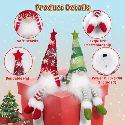 6 Pack Gnomes Christmas Decorations, Lighted Handmade Swedish Tomte Light up Plush Elf Holiday Present Gift Scandinavian Santa Tabletop Xmas Christmas Ornaments Decor