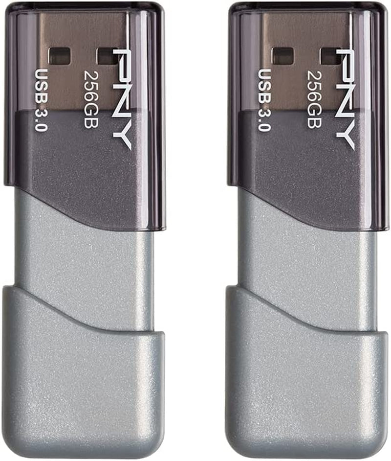 128GB Turbo Attaché 3 USB 3.0 Flash Drive, 2-Pack, Silver