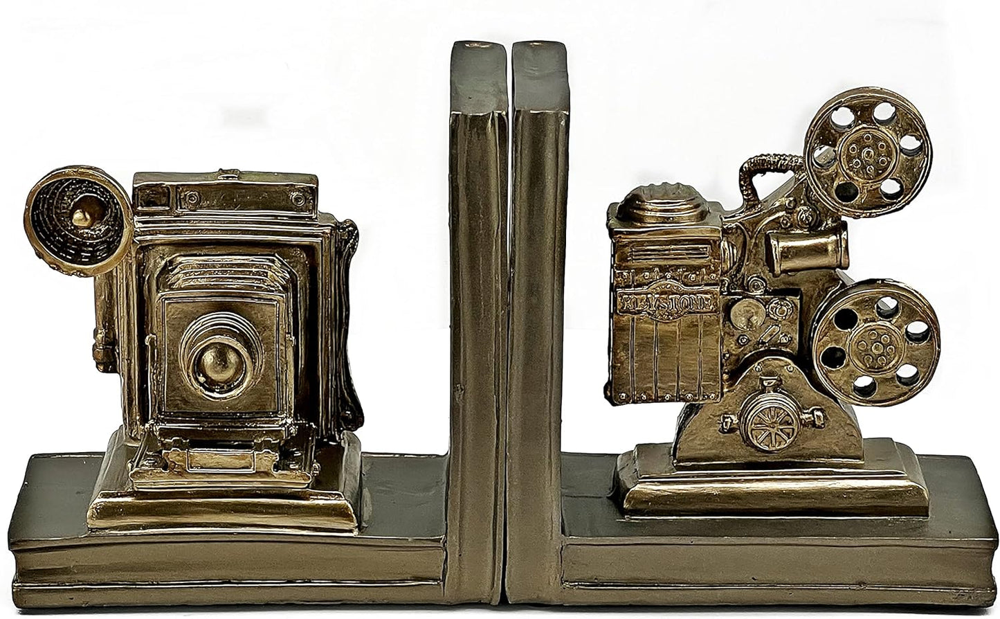 Decorative Bookends Vintage Camera Projector Book Ends Statues Office Library Bookshelves Support Artist Designer Photographer Art Director Creative Gifts Antiques Boho Farmhouse Home Decor