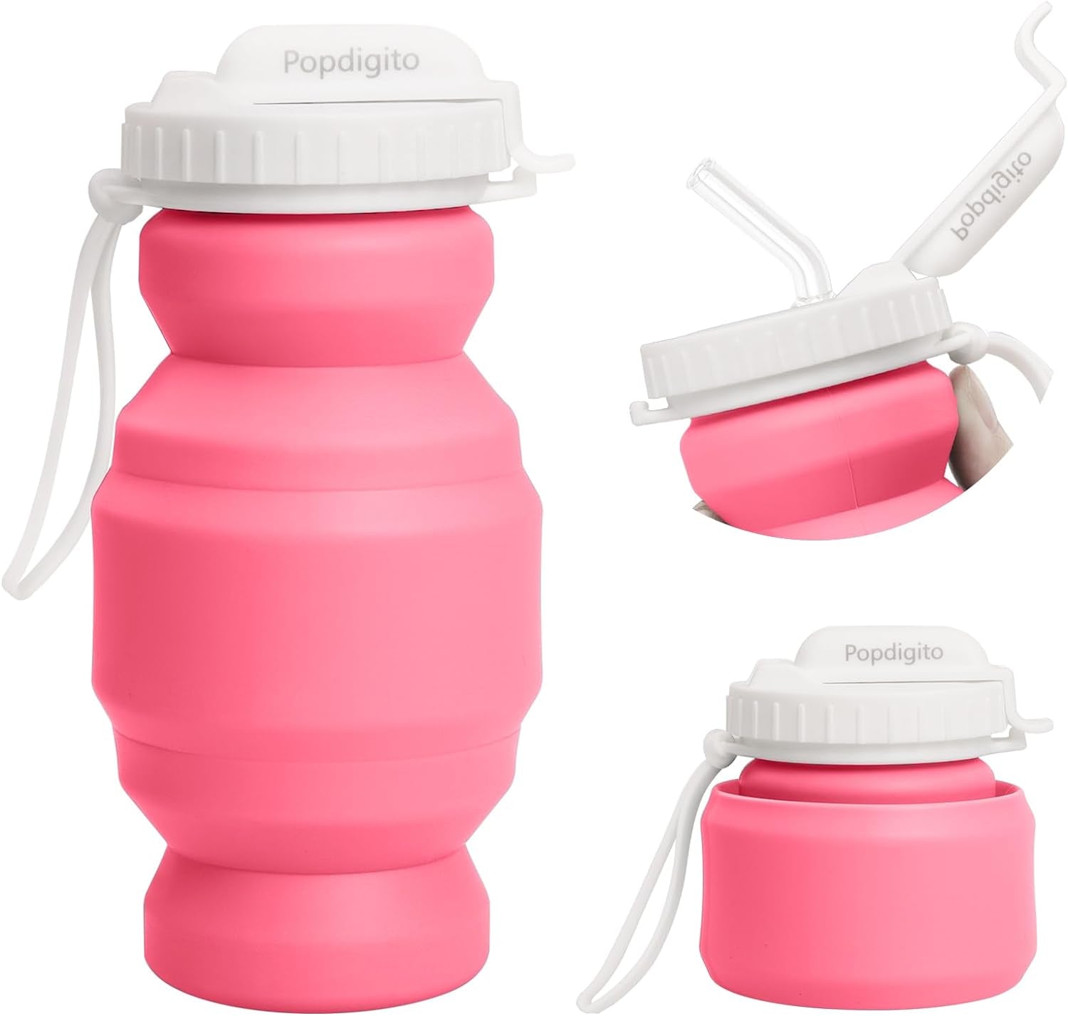 Collapsible Water Bottles Food-Grade Bpa-Free Silicone Travel Bottles Leakproof Foldable Water Bottle 610Ml for Travel Gym Hiking Camping Running Sport Lightweight Portable Water Bottle