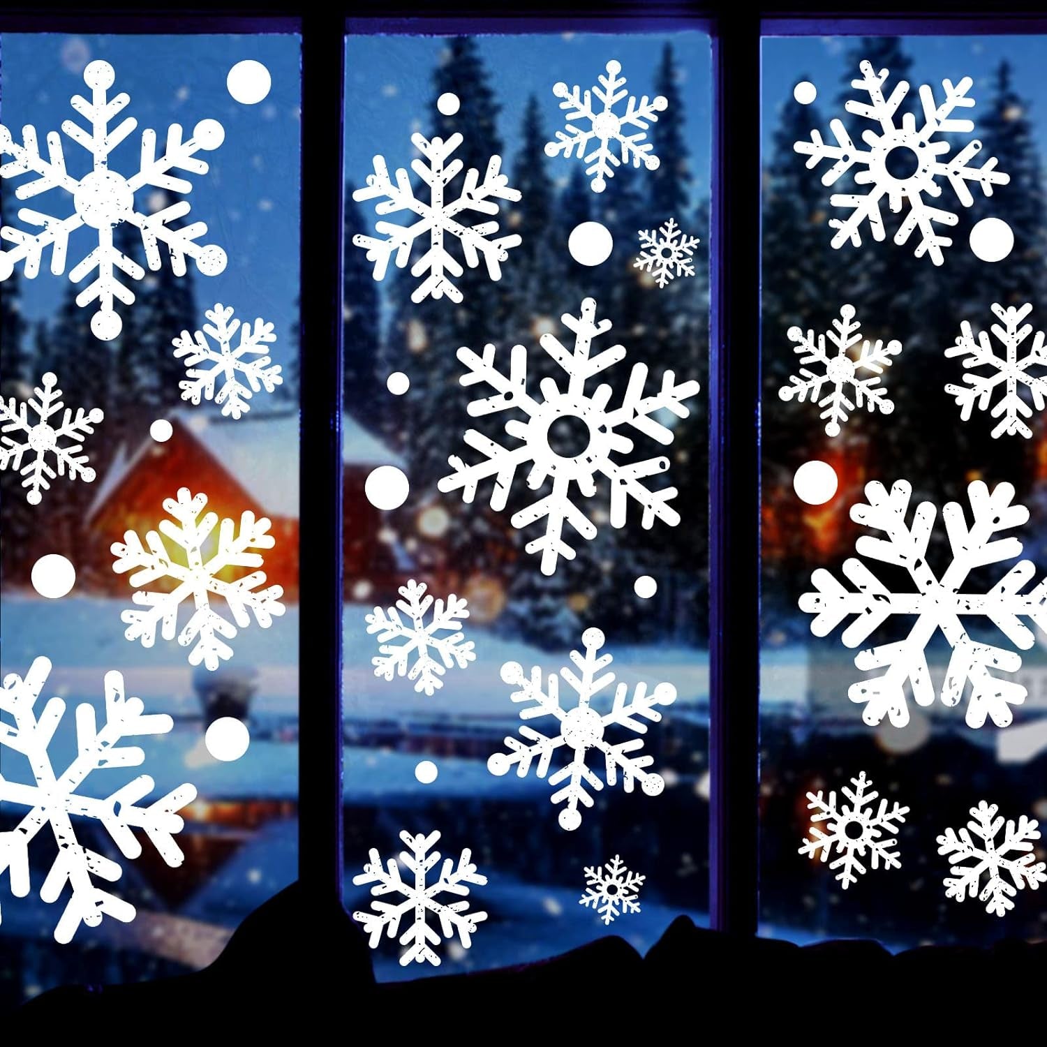 110 PCS Extra Large Snowflake Christmas Window Clings Decals for Glass Giant White Snowflake Window Decorations Xmas Snowflake Stickers Winter Wonderland Party Supplies Decor