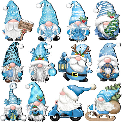 24 Pieces Christmas Gnome Wooden Hanging Ornaments, Wood Hanging Decor for Christmas Tree Decoration Gnome Santa Doll Wooden Hanging Craft Gnome Elf Party Supplies (Xmas-Gnomes-C)