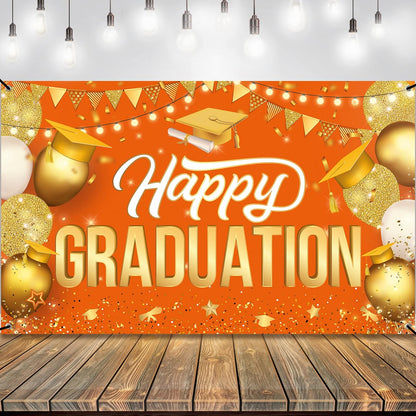 , Congratulations Grad Banner - Large, 72X44 Inch | Glitter Black and Gold Graduation Backdrop, Graduation Decorations Class of 2024 | Congratulations Banner, 2024 Graduation Party Decorations