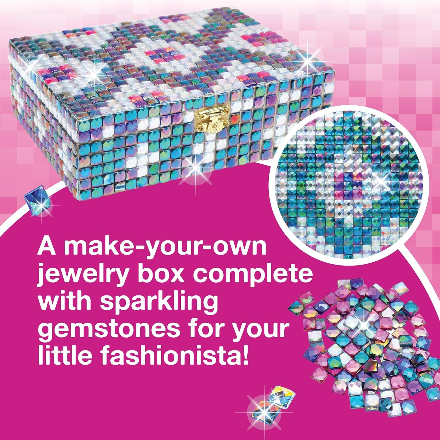 DIY Sparkly Girls Jewelry Box for Girls 8-12 Yrs Old - 10 9 8 7 6 Year Old Girl Birthday Gift Idea & Christmas Crafts for Girls 8-12 - Girl Toys 8-10, Arts and Crafts for Kids Ages 6-8