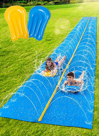 Huge Water Slide, 30Ft X 6Ft Heavy Duty Lawn Water Slide with Built-In Sprinkler and 2 Slip Inflatable Boards for Party in Summer Yard Lawn Outdoor Water Play Activities