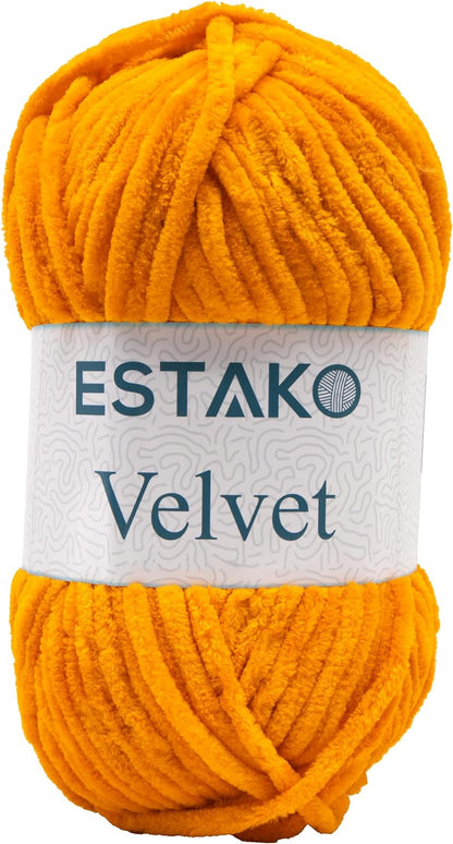 Velvet Chenille Blanket Amigurumi Yarn for Crocheting and Knitting Super Bulky 100 Gr (132 Yds) (1430 - Camel)