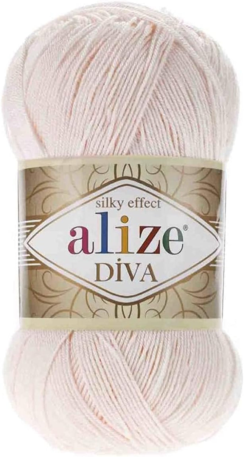 Diva Silk Effect 100% Microfiber Acrylic Yarn 1 Ball Skeins 100Gr 383Yds Color (361 - Navy)