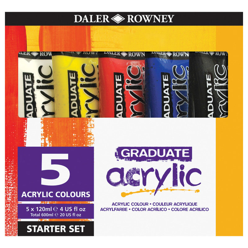 Graduate Acrylic Paint Starter Set, Assorted Colors, 120ml, 5 Pieces