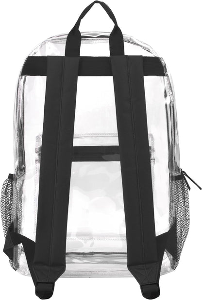 Clear Backpack Heavy Duty with Padded Straps, Side Pockets for Kids, Boys, Girls, School, Stadium Approved Events
