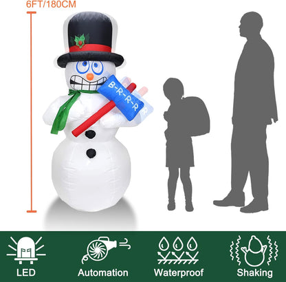 6FT High Christmas Inflatables Outdoor Shaking Snowman Big Yard Party Decoration (Shaking Snowman)