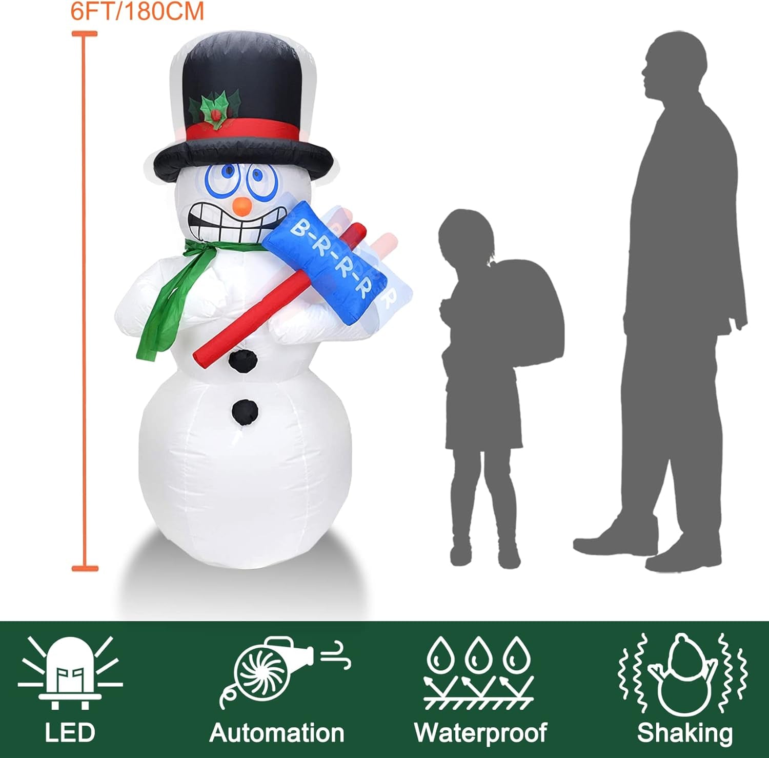 8FT High Christmas Inflatables Outdoor Snowman Giant Yard Party Decoration (Giant Snowman)