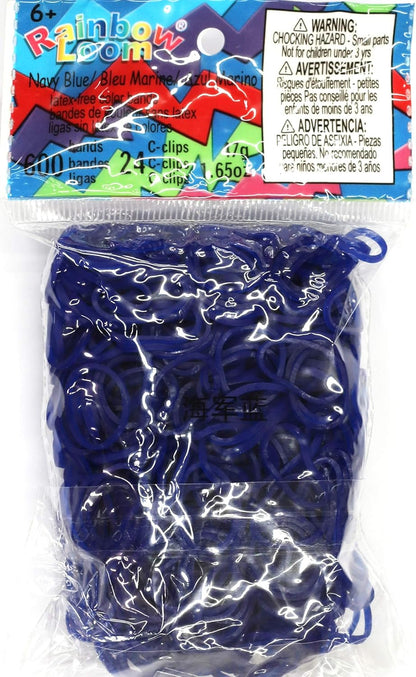 Navy Blue Jelly Rubber Bands Refill + C-Clips