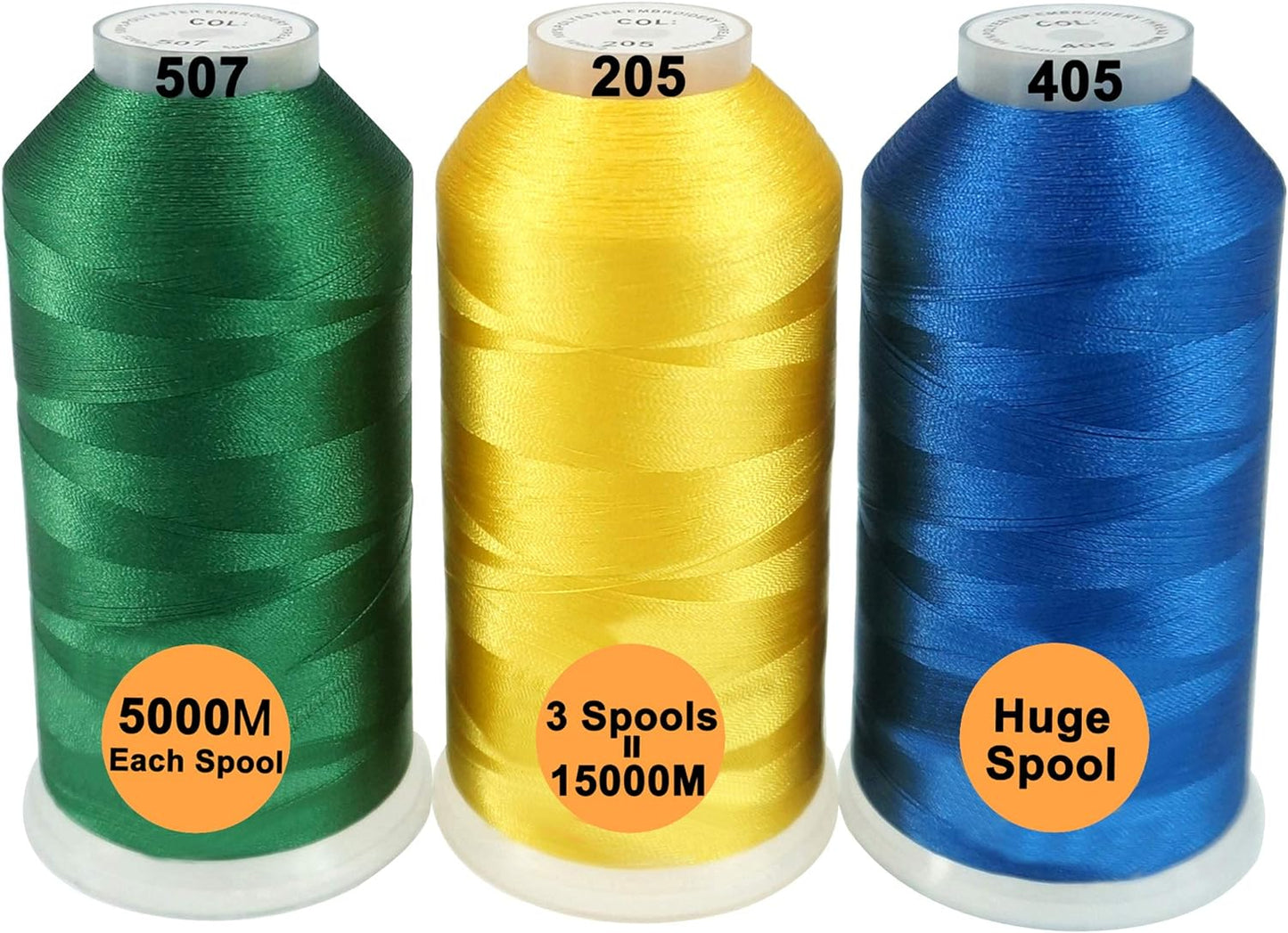 Polyester Embroidery Machine Thread Assorted Color Packs - 40 Options - 5000M Spool - for All Embroidery Machines