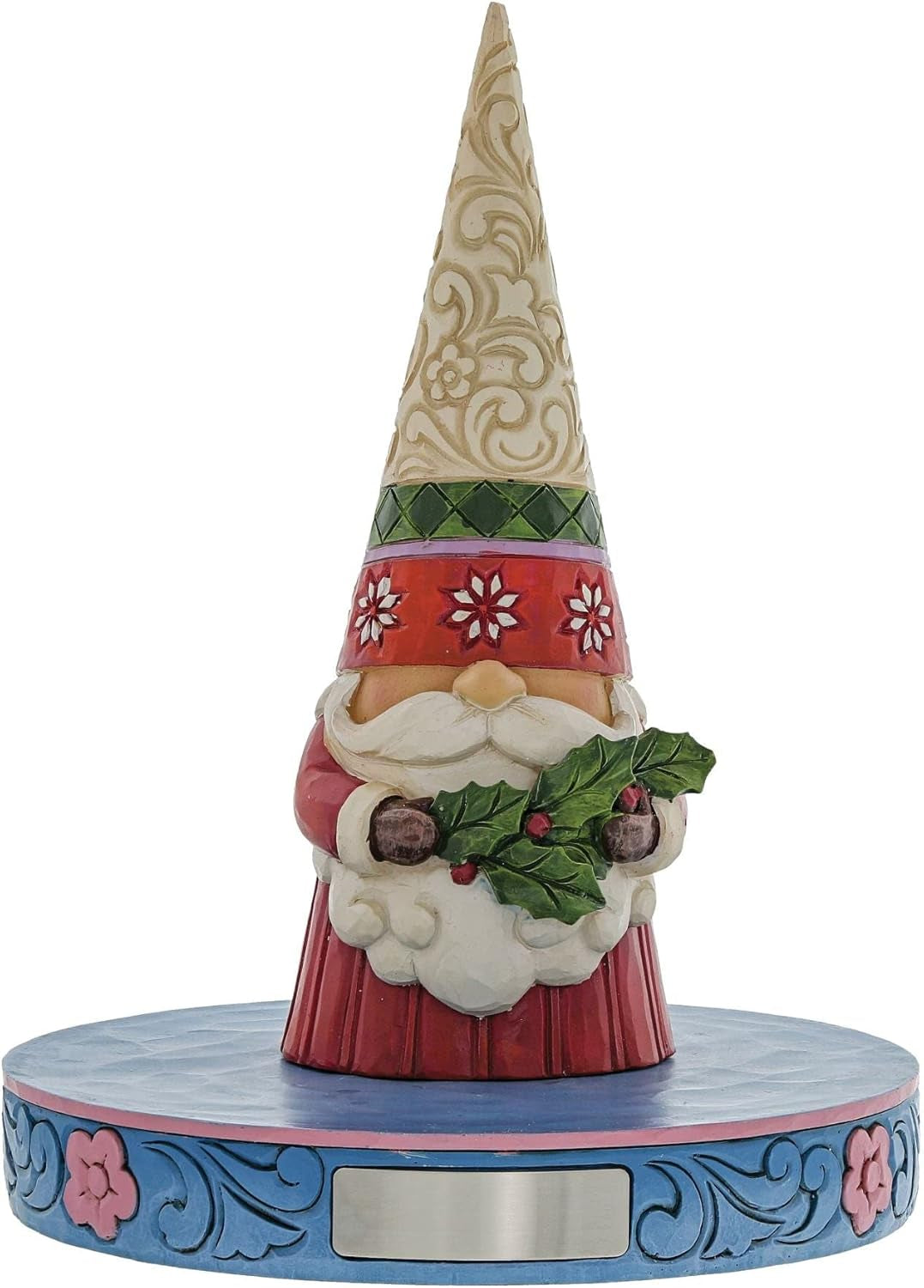 Jim Shore Heartwood Creek Christmas Gnome Holding Holly Sprig of Spirit Figurine, 6.3 Inch, Multicolor, Red