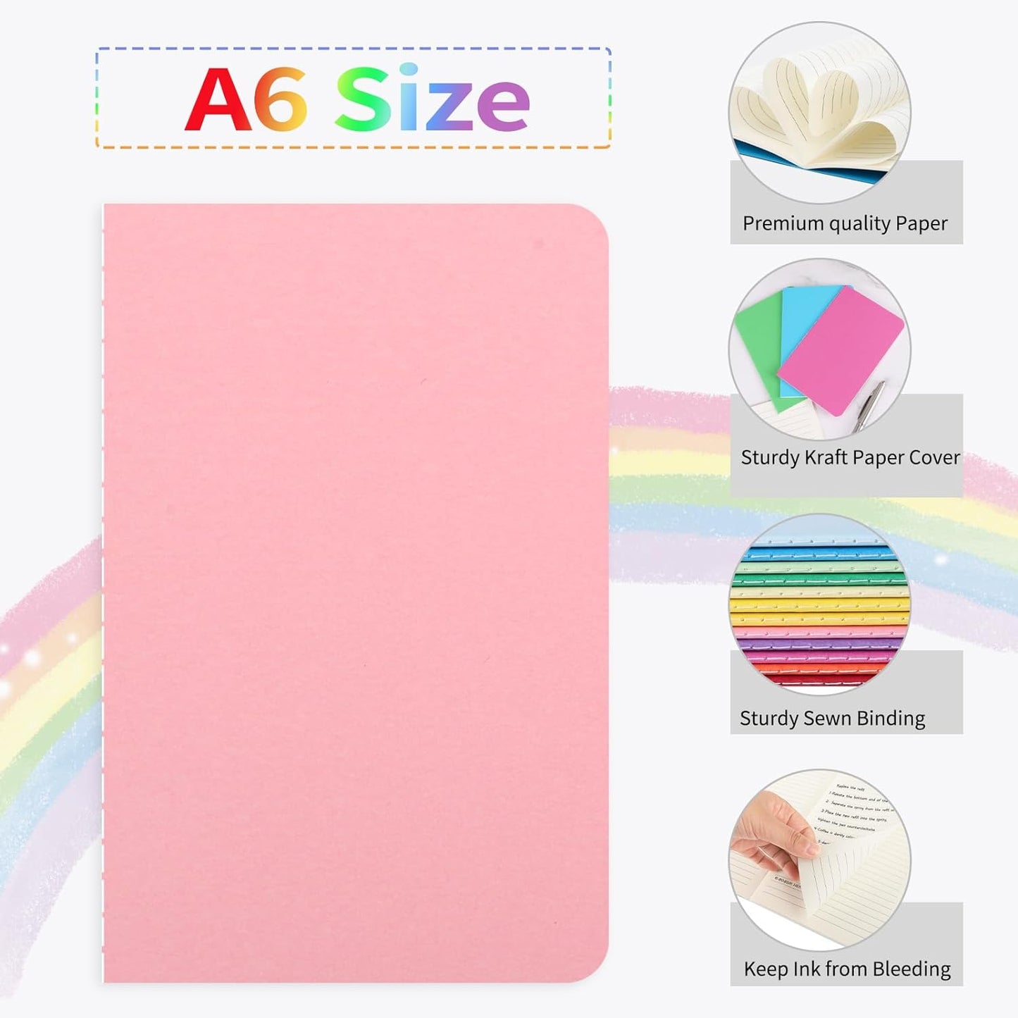 24Pcs A6 Blank Notebooks for Write Stories, Bulk Small Notebooks Journals for Students, Drawing, Blank Mini Pocket Notebooks 12 Colors 3.5X5.5