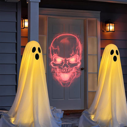 2 Packs Halloween Decorations Outdoor, Spooky Ghost Halloween Decor with String Lights Battery Operated, Easy to Assemble Ghost Decorations for Front Porch Yard