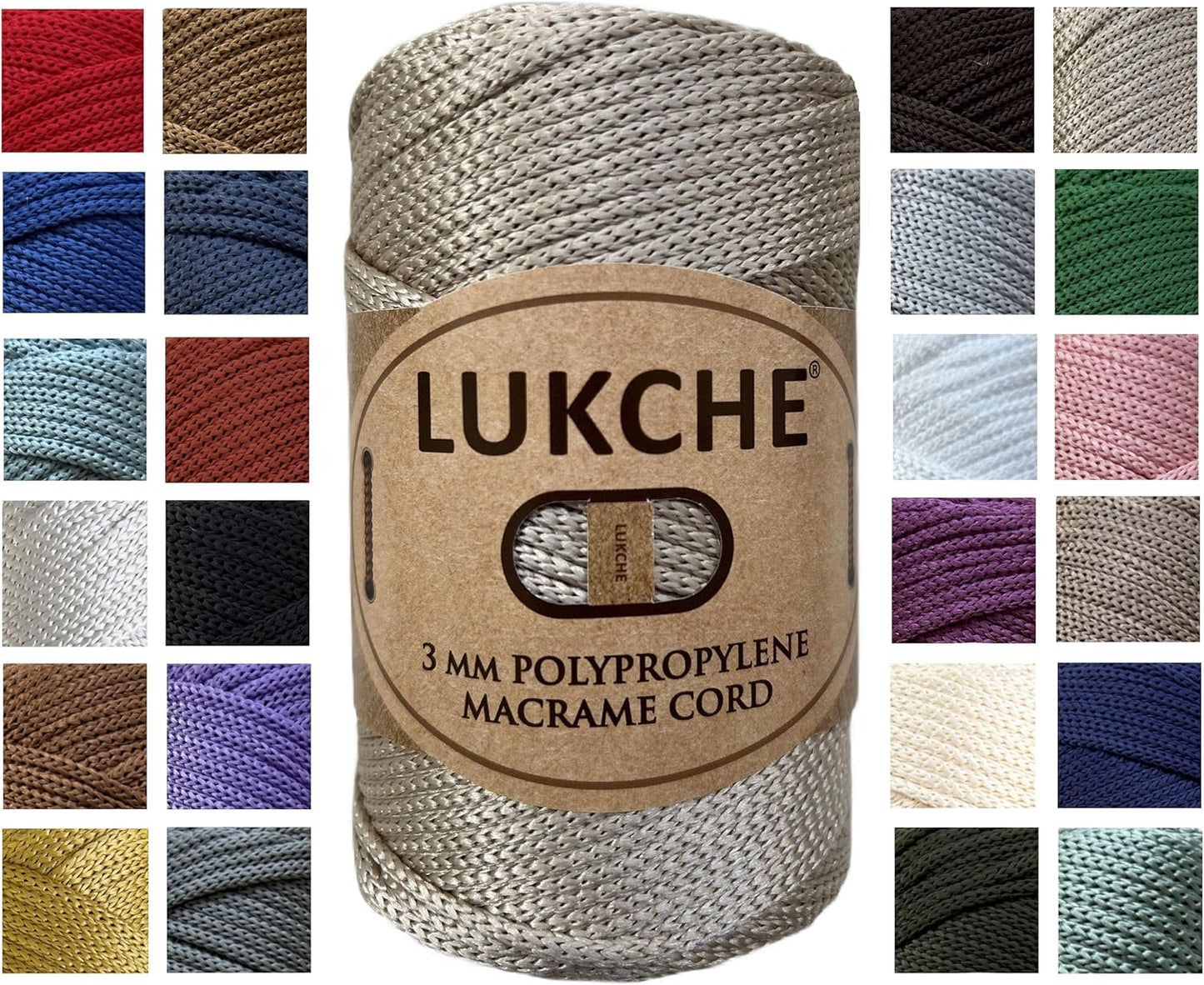 3Mm Premium Polyester Macrame Cord (147 Yards), (8.82 Oz) 100% Polypropylene Macrame Rope, Colorful Yarn Crochet Macrame Bag Craft for Wall Hangers, Bottom Plates, Carpets (Silver 1)