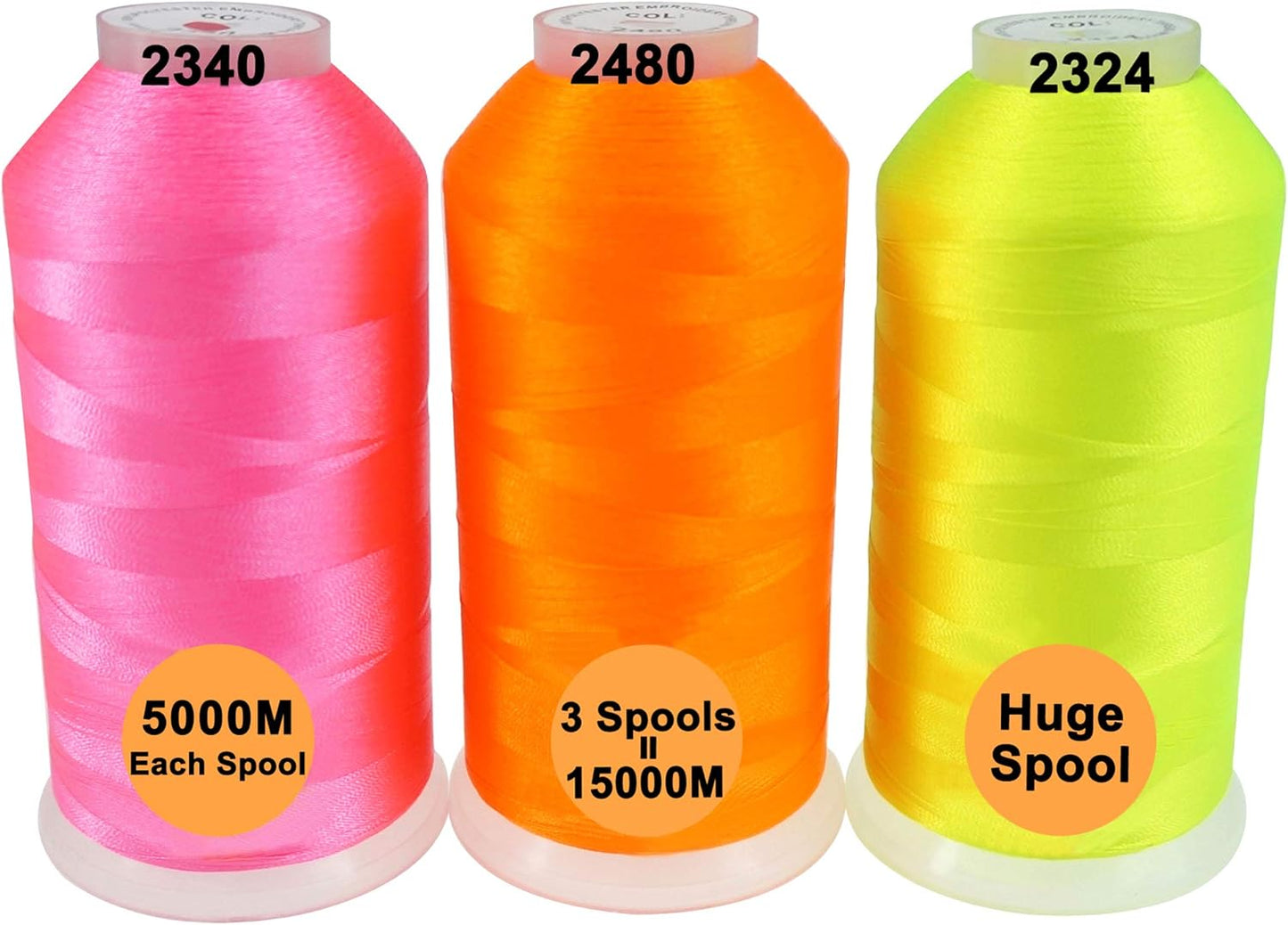 Polyester Embroidery Machine Thread Assorted Color Packs - 40 Options - 5000M Spool - for All Embroidery Machines