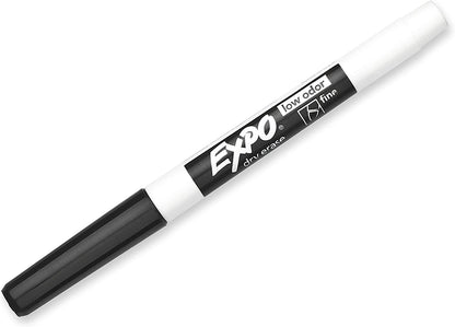 Low Odor Dry Erase Markers, Fine Tip, Black 4 Count