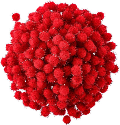 500 Pieces 0.5 Inch Sparkly Christmas Pompoms Dazzling Fluffy Pom Poms Balls Small Glitter Felt Pom Poms for Craft DIY Home Decorations Hobby Supplies