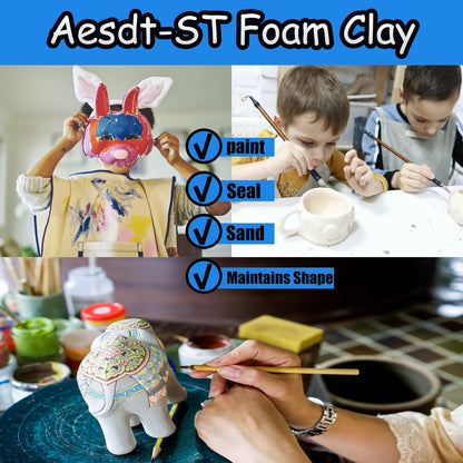 White Moldable Cosplay Foam Clay (300 Gram) - High Density Air Dry Clay, Modeling Clay for Intricate Designs, Figures, Masks, Craft Projects,Great for Cutting, Sanding or Shaping with Tools.