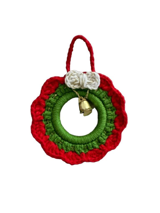 Charming Hand-Knitted Christmas Ornament Bell Wreath for Festive Decor Handmade Christmas, Knitted Ornaments, Crochet Decor, and Festive Amigurumi Creations for Holiday Home Decor