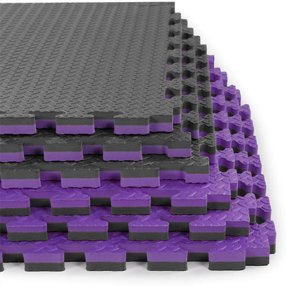 1" Extra Thick Interlocking Home Gym Foam Floor Mat Reversible Tiles (24" X 24") | 12 Pieces, 48 Square Feet | Protective Flooring for Work Out Exercise