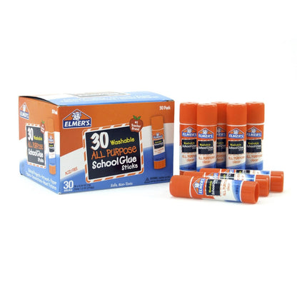 All Purpose School Glue Sticks, Washable, 7 Grams, 30 Count