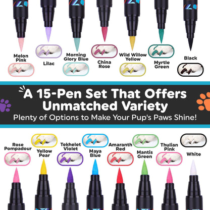 Dog Nail Polish Pens Quick Dry 15 Colors   Pet Nail Polish for Dogs or Cats