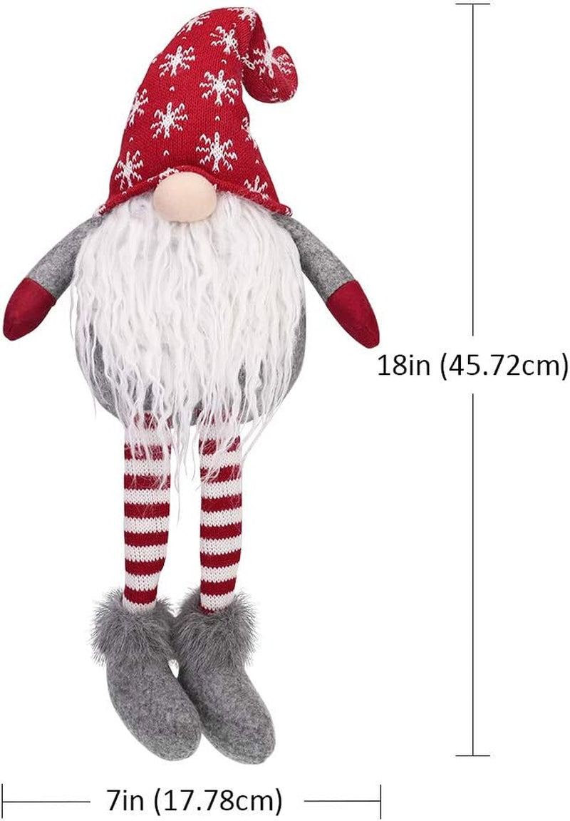 Christmas Handmade Big Gnomes with Long Leg Home Decorations, Plush Doll Collectible Figurine White Beard Santa Swedish Gifts Holiday Ornaments 18 Inch