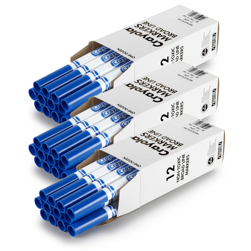 Bulk Markers, Conical Tip, Blue, 12 Per Pack, 3 Packs