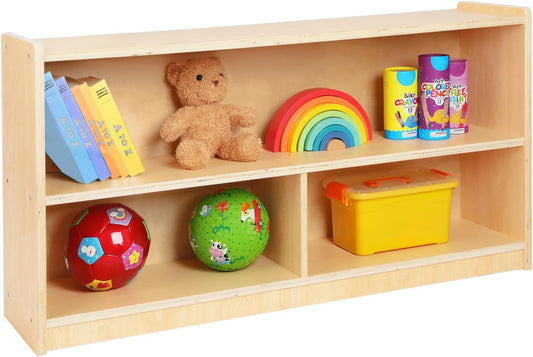 2-Shelf Montessori Shelf Toy Organizers and Storage for Kids, 3-Section Wooden Storage Cabinet Shelves for Classroom, Kindergarten, Kids Room, Playroom