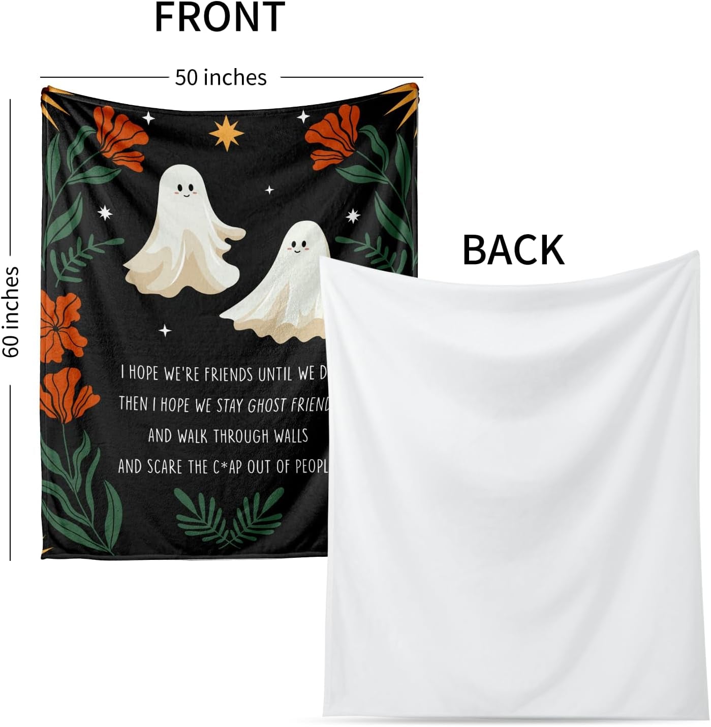 Halloween Blanket Halloween Decorations Gifts for Women Men Best Friend Ghost Gifts for Women Men Friendship Gifts for Women Best Friend Birthday Gift Funny Halloween Throw Blanket Christmas Valentine