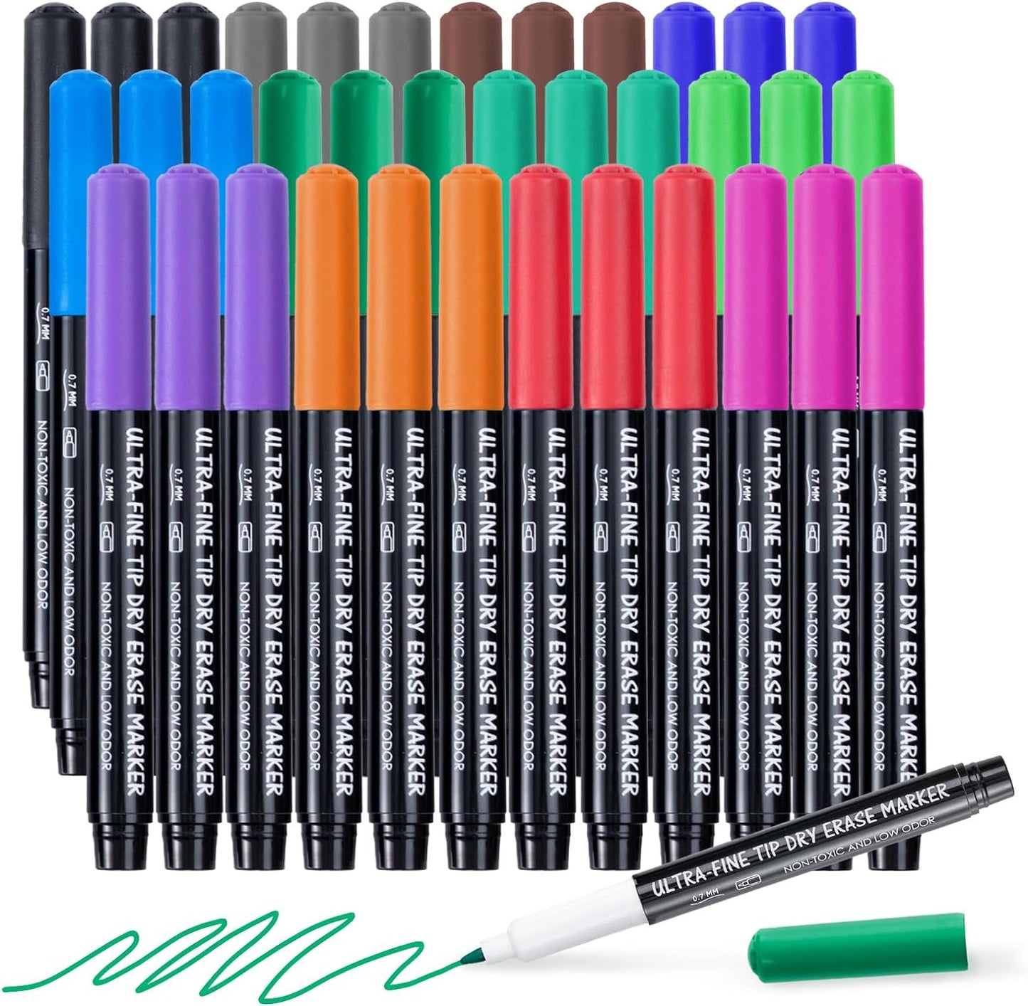 Dry Erase Markers Ultra Fine Tip, 0.7Mm, Low Odor, Extra Fine Point Dry Erase Markers for Planning Whiteboard, Calendar Boards, 12 Count Assorted Colors Whiteboard Markers for Kids
