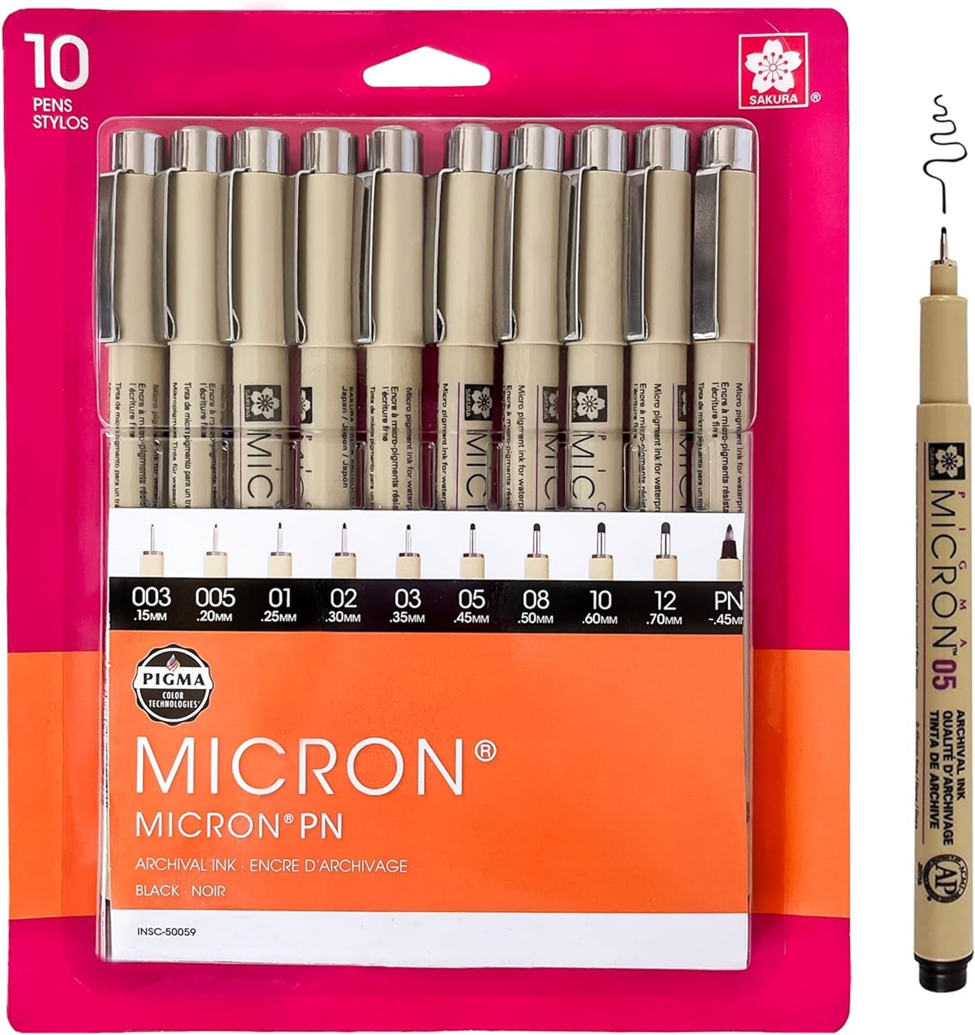 Pigma Micron Fineliner Pens - Archival Black Ink Pens - Pens for Writing, Drawing, or Journaling - Assorted Point Sizes - 10 Pack