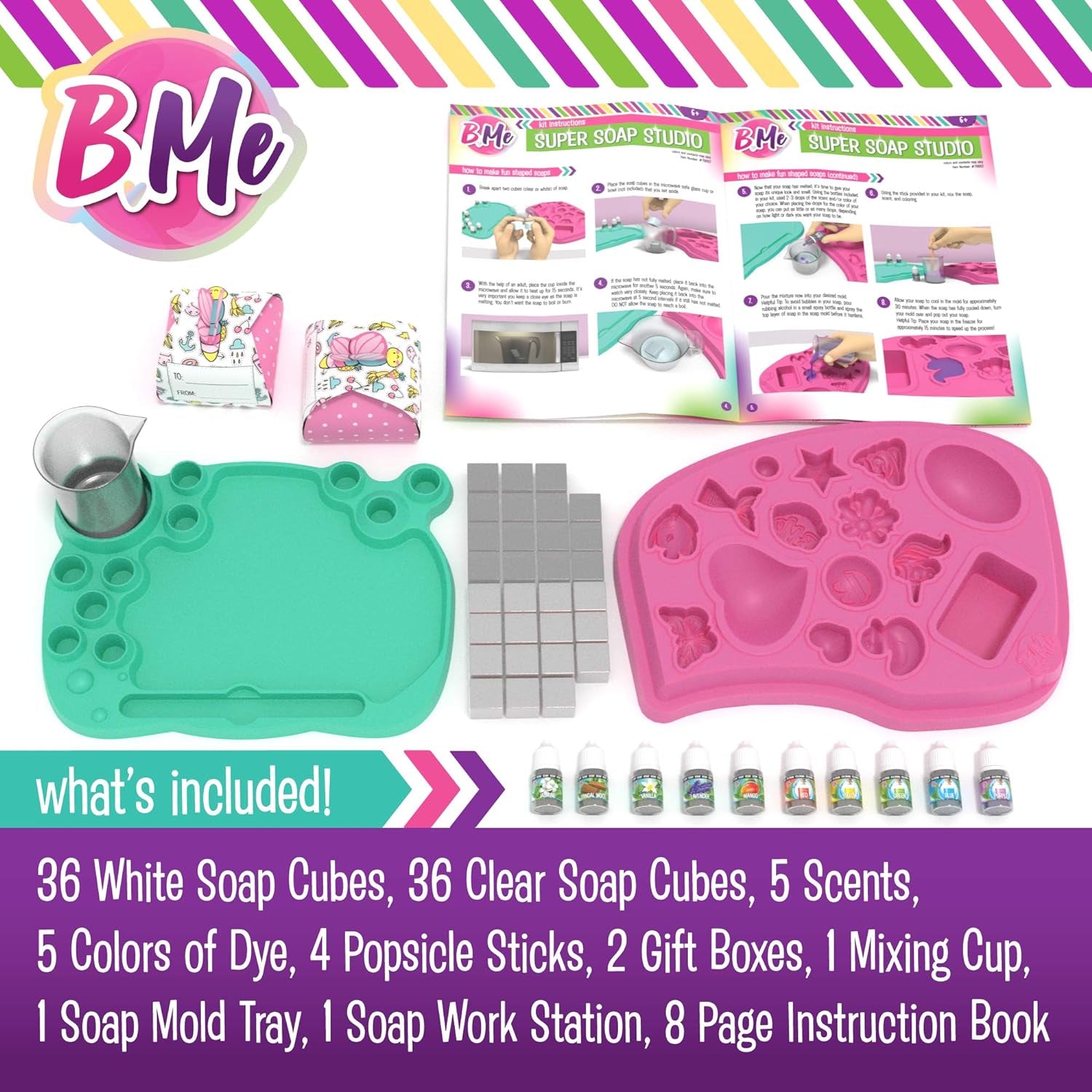 Beginner Soap Making Craft Kits for Kids Girls Ages 6+ | Make 15+ Soap Shapes with 5 Different Scents | Make Your Own Soap Science Kits Toys Gifts