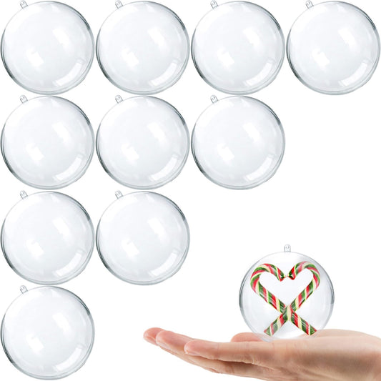 10Pk Clear Plastic Christmas Ornaments for Crafts Fillable DIY Christmas Ornaments Balls 60Mm Acrylic Ornaments for Christmas Tree Decorations, Hanging Christmas Decorations Home Decor Supplies